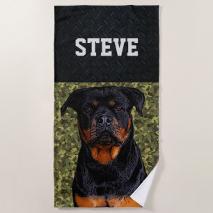 Toalha De Praia Rottweiler Cachorro Camo Nome Animal Legal