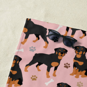 Toalha De Praia Rottweiler Cachorros e Peças