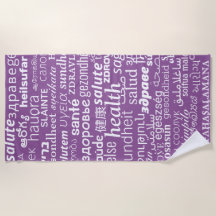 Toalha de Praia Roxa Texto Saúde ou Escolha Cores