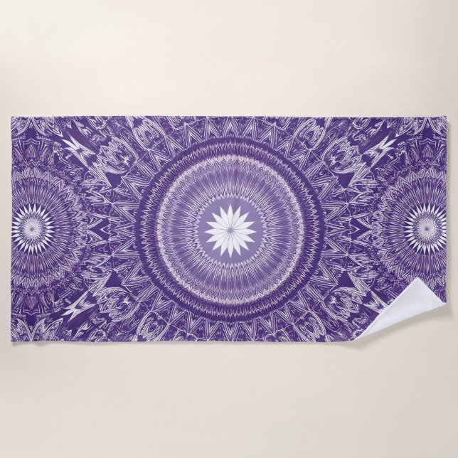 Toalha De Praia Roxo Mandala Impressão Beach Towel (Frente)