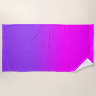 Toalha De Praia Roxo Neon e Rosa Quente Tom Ombre Desvanecer Cor