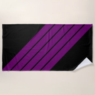 Toalha De Praia Roxo Preto com Stripes Retrotraficantes 70 e 80