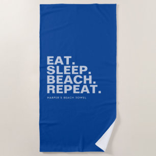 Toalha De Praia Royal Blue Personalised Slogan Beach Towel