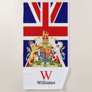 Toalha De Praia Royal Crest Monograma Beach Towel
