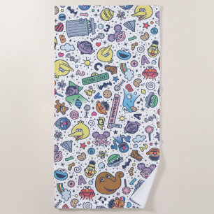 Toalha De Praia Rua Sésamo Padrão de porta do Sesame Pals