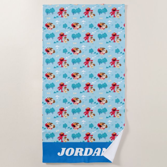 Toalha De Praia Rua Sésamo | Padrão Elmo & Tango (Frente)