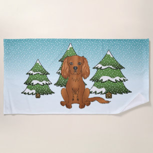 Toalha De Praia Ruby Cavalier King Charles Spaniel No Inverno