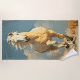 Toalha De Praia Running Horse Vintage Illustration in Warm Tones