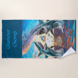 Toalha De Praia Ruptura de tubarão-chomp para gemas brilhantes