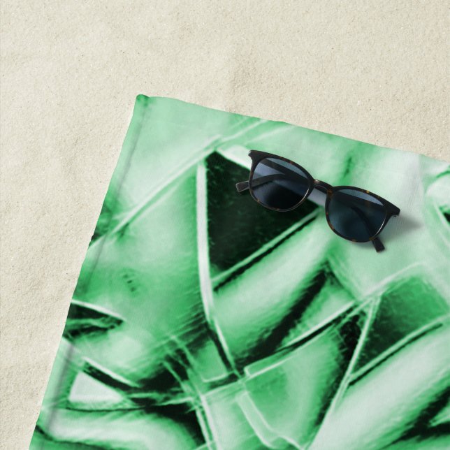 Toalha De Praia Russo ou não, branco verde estranho entrelaçado (In Situ)