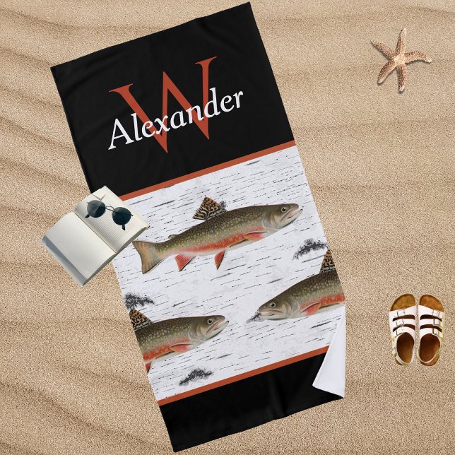 Toalha De Praia Rustic Aspen Latido Trout Pescador River Lake Hous (Criador carregado)