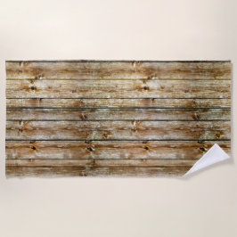 Toalha De Praia Rustic Weathered Brown Wood Plank Seamless Pattern