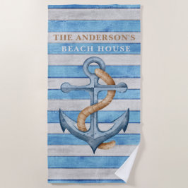 Toalha De Praia Rustic Wood Family Beach House Bandas Náuticas