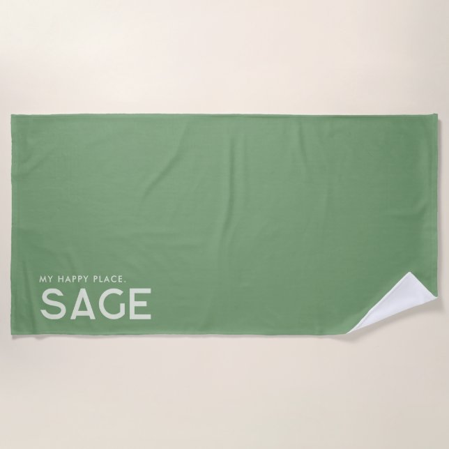 Toalha De Praia Sage Green Personalised Slogan Beach Towel (Frente)