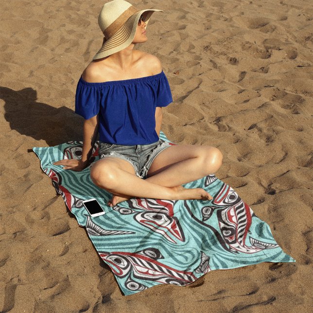 Toalha De Praia Salmon Haida Art Spirit Pacific Northwest Nnat (Criador carregado)