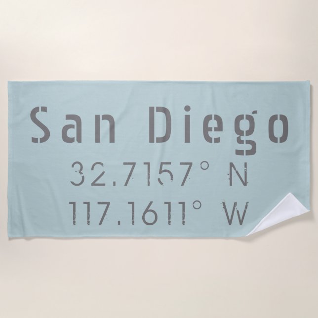 Toalha De Praia San Diego Latitude Longitude (Frente)