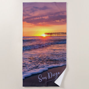 Toalha De Praia San Diego Pacific Beach Pier Sunset