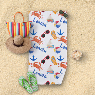 Toalha De Praia Sandals and Sunvidles Summer Name Patterno