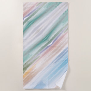 Toalha De Praia Sandy Beach Ocean Waves Sunset Abstrato Watercolor