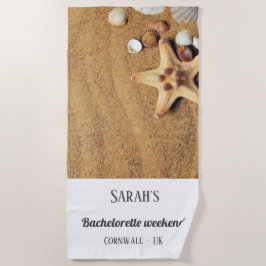 Toalha De Praia Sandy Seashells Bachelorette Weekend Towel