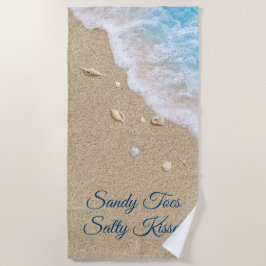 Toalha De Praia Sandy Toes Salty Kisses Blue Beach Waves