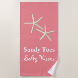Toalha De Praia Sandy Toes Salty Kisses Coral Beach Towel