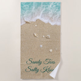 Toalha De Praia Sandy Toes Salty Kisses Turquoise Beach Waves