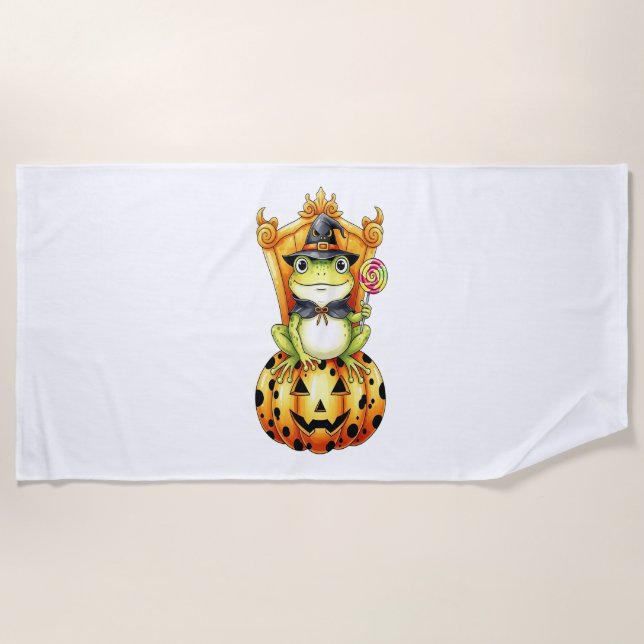 Toalha De Praia Sapo bonitinho de abóbora (Frente)