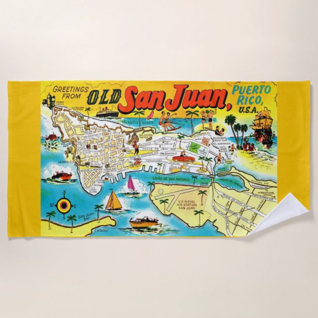 Toalha De Praia Saudações de San Juan Porto Rico (Frente)