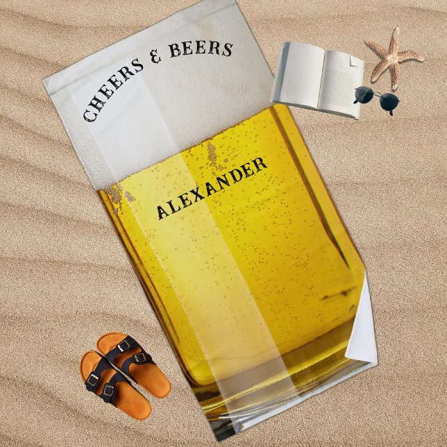 Toalha De Praia Saúde n Cervejas bebendo Monograma de Caneca de ce (Criador carregado)