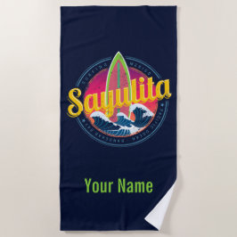 Toalha De Praia Sayulita Mexico Surfer Vintage Wave Sunset