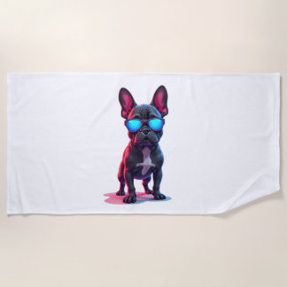 Toalha De Praia SciFi Bulldog Francês Vestindo óculos escuros Lega