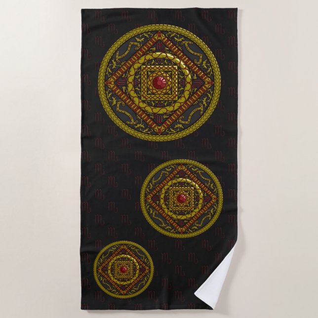 Toalha De Praia Scorpio Mandala Beach Towel (Frente)