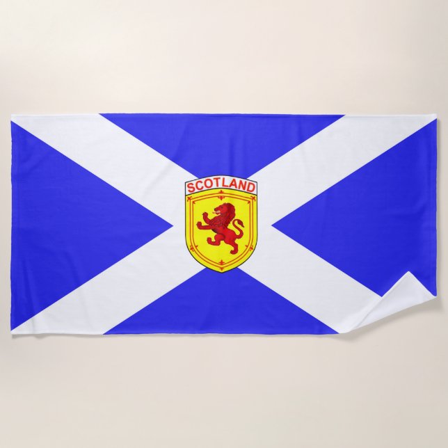 Toalha De Praia Scotland, leão desenfreado, bandeira antiga de (Frente)