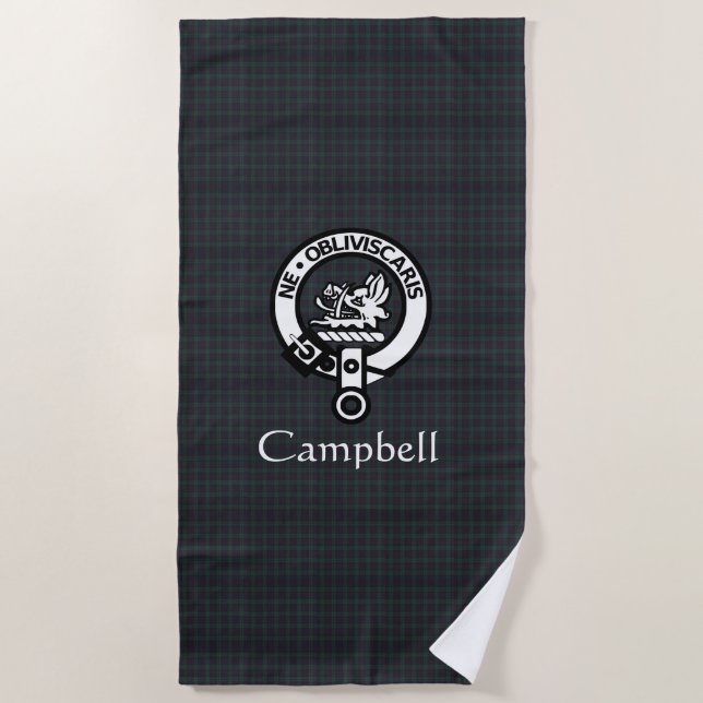 Toalha De Praia Scottish Campbell Crest Crachá & Tartan (Frente)