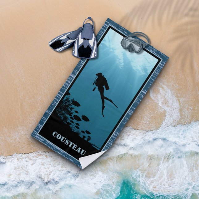 Toalha De Praia Scuba Merging Blue Sea (Criador carregado)