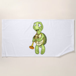 Toalha De Praia Sea Turtle Jogador de Trompete Kids Music Orchestr