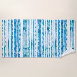 Toalha De Praia Seabreeze Watercolor Blue Stripe Beach Patterno