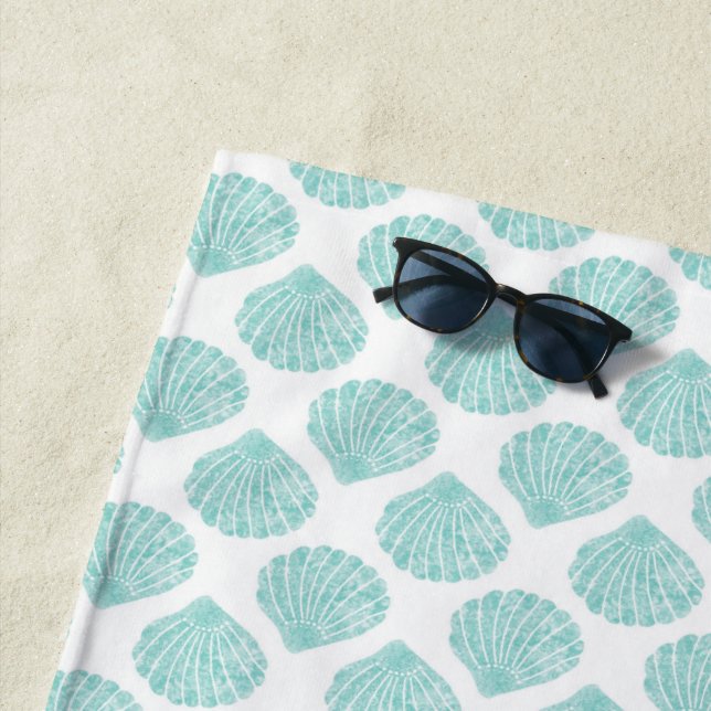 Toalha De Praia Seafoam Seashell Pattern (In Situ)