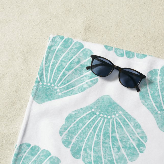 Toalha De Praia Seafoam Seashell Pattern (In Situ)