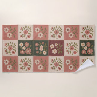 Toalha De Praia Seamless Rustic Floral Patchwork