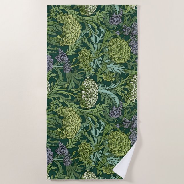 Toalha De Praia Seamless William Morris style floral pattern (Frente)