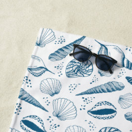 Toalha De Praia Seashell Blue White Beach