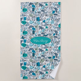 Toalha De Praia seio pastel azul