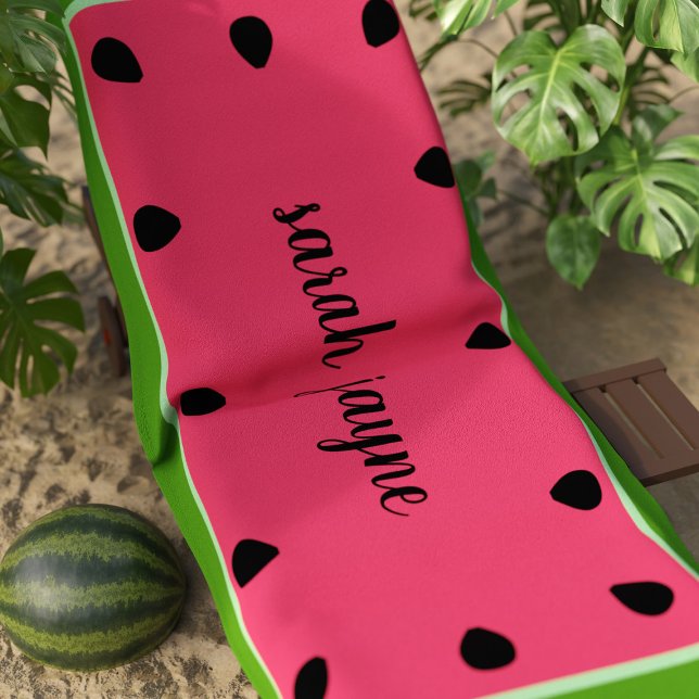 Toalha De Praia Sementes De Melancia Rosa-Gelada, Cuja Torneira De (Perfect beach towel for the watermelon lover in your life. Just add their name)