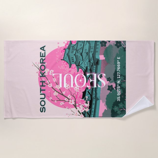 Toalha De Praia Seoul South Korea Viagem Art (Frente)