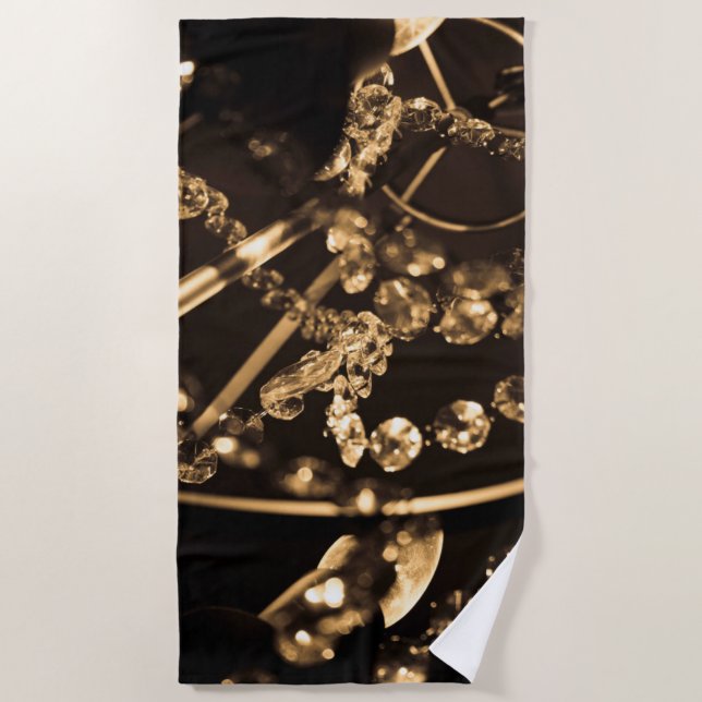 Toalha De Praia Sepia Crystal Chandelier Abstrato (Frente)