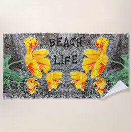 Toalha De Praia Sequência de três tulipas amarelas /