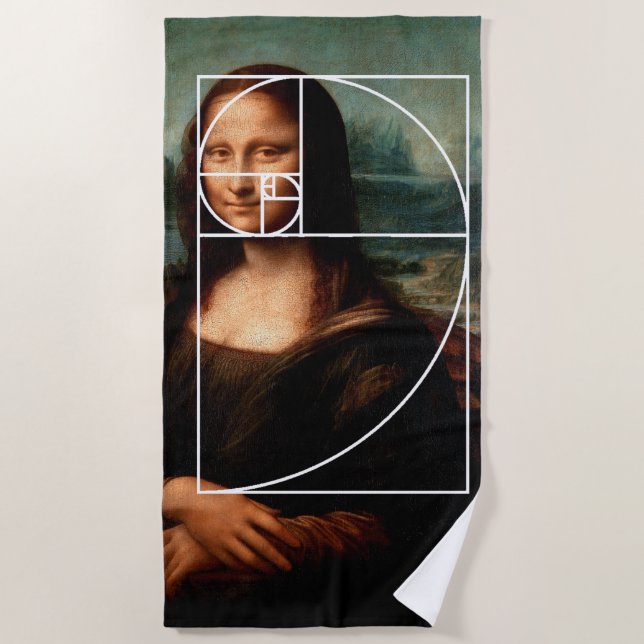 Toalha De Praia Sequência Fibonacci Leonardo da Vinci Mona Lisa (Frente)