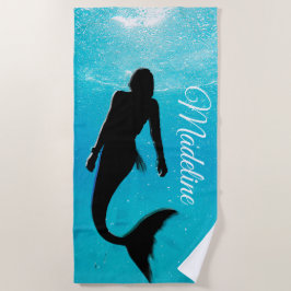Toalha De Praia Sereia Black Blue Ocean Summer Modern Beach